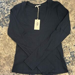 Z Supply Sirena Rib Long Sleeve Tee in Navy - Size Medium